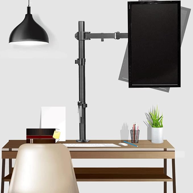 Suptek Single Monitor Arm Desk Mount Fully Adjustable Monitor Stand for 1 / One Screen up to 32 inch Extra Tall 31.5 inch Pole,Black (MD6821) - Image 8