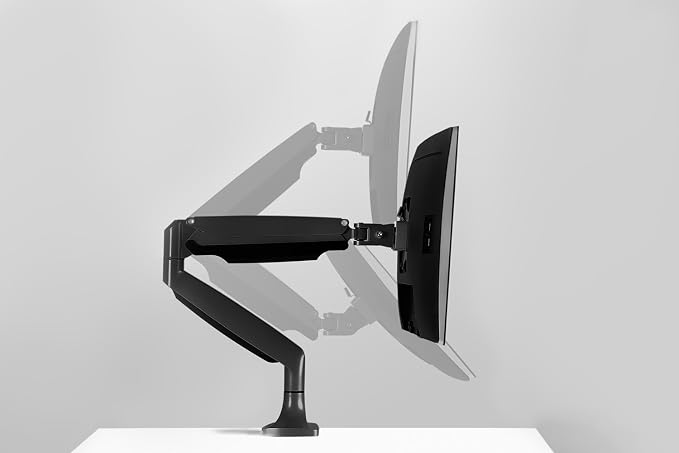 Mount-It! Single Monitor Arm Desk Mount with Gas Spring, Height Adjustable Monitor Stand for 13–32 Inch Screens up to 20 lbs, VESA 75x75 & 100x100, C-Clamp & Grommet, Sit-Stand Desk Compatible - Image 3