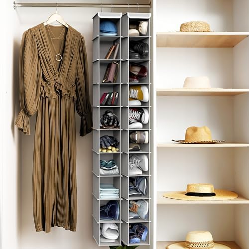 Simple Houseware 2 Pack 10 Shelves Hanging Shoe Organizer, Gray | Dual Metal Hooks, Holds Up to 20 lbs, for Narrow Space - Image 7