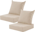 Outdoor Deep Seat Cushion Set, 24x24 Inch Water-Resistant & Fade-Resistant Outdoor Chair Cushions, Patio Furniture Cushions with Removable Cover for Patio Chair, Sofa, Beige (Set of 2) by MuaMelop