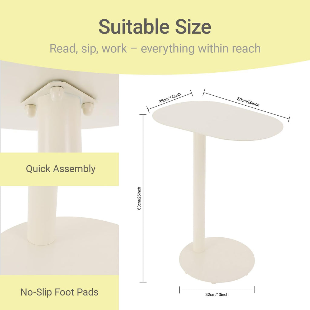 Modern C-Shaped End Table, Small Metal Side Table for Sofa Couch Bed Snack Tray Tables for Living Room Bedroom - Image 2