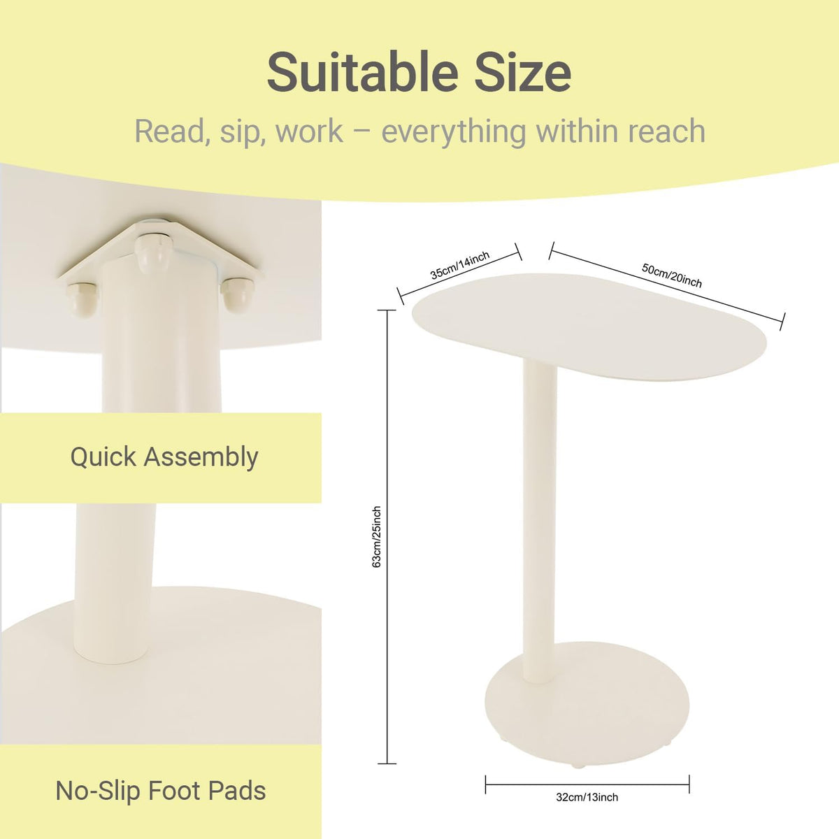 Modern C-Shaped End Table, Small Metal Side Table for Sofa Couch Bed Snack Tray Tables for Living Room Bedroom - Image 2