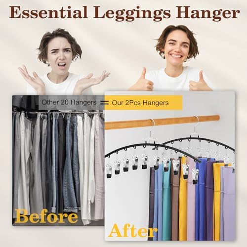 4 Pack Closet Organizers and Storage for Legging, Ginyoyo Metal Gym Clothes Legging Organizer w/40 Clips Holds 40 Leggings, Hangers Space Saving, Room Organization Essentials, Black - Image 4