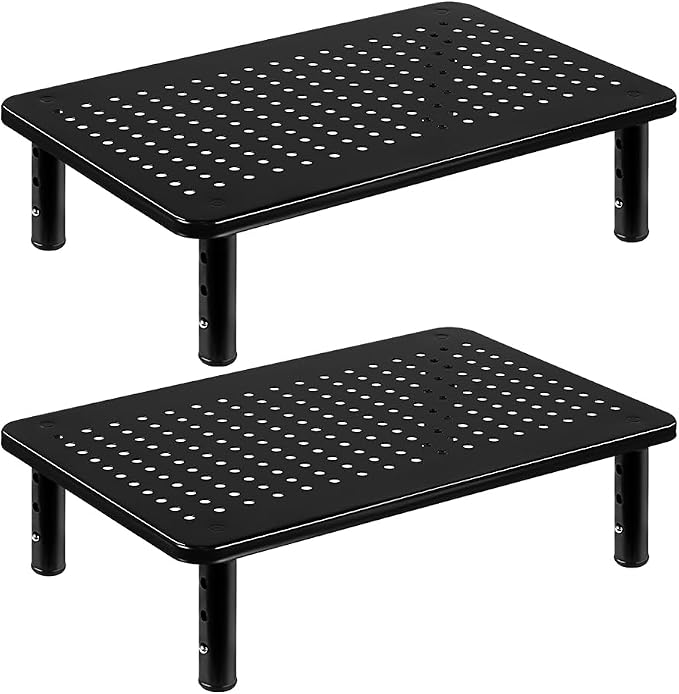 FURWOO 2 Pack Laptop Stand Desk Monitor Stand for Computer Printer Notebook 3 Height Adjustable Laptop Riser for Office Home School Black by FURWOO