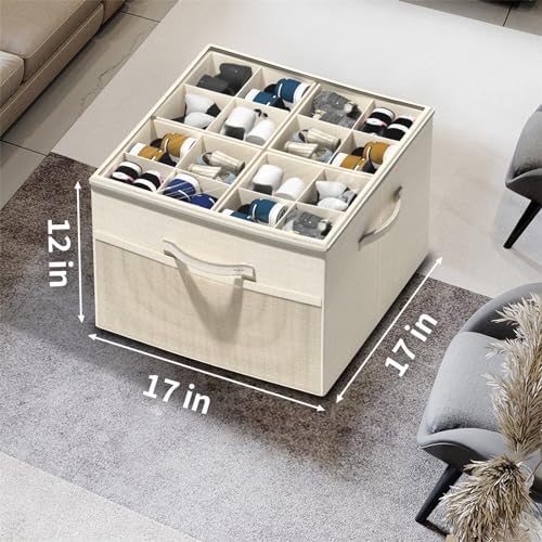 Shoe Organizer for Closet, Foldable Shoe Storage with Adjustable Dividers | Fabric Shoe Storage Organizer Box Bin with Adjustable Dividers and Clear Cover, Fits up to 16-32 Pairs - Image 6