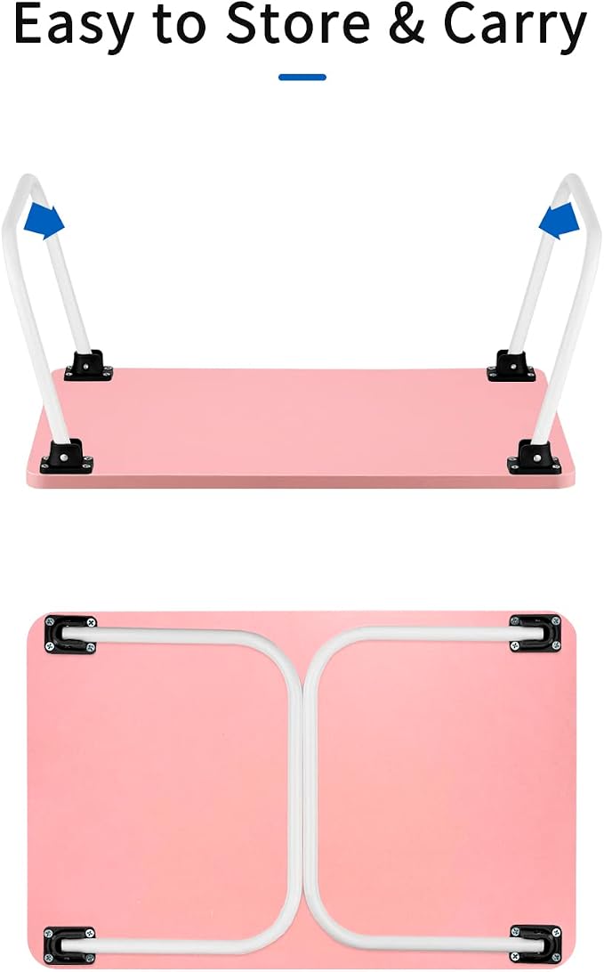 Ruxury Folding Lap Desk Laptop Stand Bed Desk Table Tray, Breakfast Serving Tray, Portable & Lightweight Mini Table for Sofa Couch Floor - Pink - Image 7