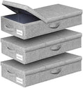 punemi 6 in Tall Under Bed Storage Containers with Firm Sides, 3Pack, Grey | Firm Sides, Top &Bottom, Stackable Design, for Blankets, Clothes & Toys, Underbed & Closet Organization by Punemi