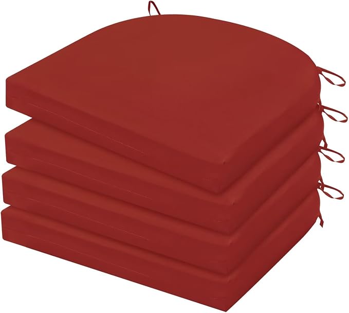 HARBOREST Outdoor Chair Cushions Set of 4, Water Resistant Patio Chair Cushions with Ties, Outdoor Seat Cushions for Patio Furniture, 17"x16"x2", Burnt Orange by HARBOREST