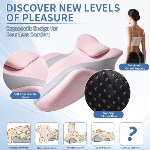 Intimacy Pillow Wedge - Sweet Spot Pillow for Couples, Memory Foam Ergonomic Support Cushion, Multi-Position Couples Pillow, Removable Washable Cover for Relaxation & Play (Pink Grey) - Image 3