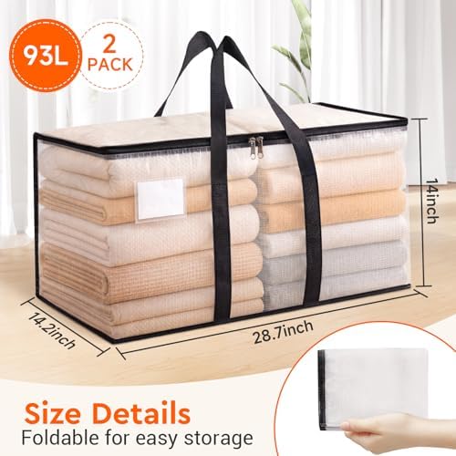 BlissTotes Moving Bags, 93L 2-Pack Storage Bags, Moving Boxes | Moving Box Heavy Duty Extra Large, Moving Totes with Zipper, Large Packing Bag with Reinforced Handles, Packaging Moving - Image 2