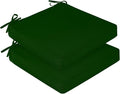 downluxe Waterproof Outdoor Chair Cushions for Patio Furniture, 22" x 22" x 3" Patio Chair Cushion with Non-Slip Ties & Portable Handle, Forest Green, 2 Pack by Downluxe