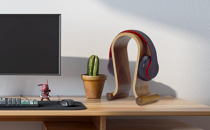 Wood Headphone Stand, Headphone Holder Wood Headset Stand Compatible for Sony, Bose, Shure, Jabra, JBL, AKG Gaming Headphones Display et. (Walnut) - Image 7
