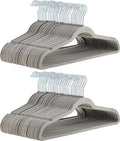 Amazon Basics Slim Velvet Non-Slip Space Saving Suit Clothes Hangers for Closet Organization, Gray/Silver, 100-Pack by AmazonBasics
