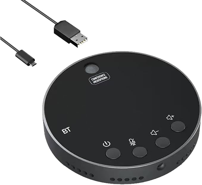 Conference Speaker and Microphone, Bluetooth Speakerphone with 360° Voice Pickup, USB-C Plug & Play, Compatible with Leading Platforms for Personal Workspaces by Cykvis