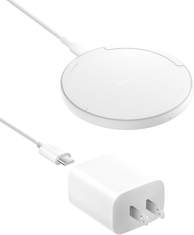 Belkin 15W Wireless Charging Pad, Qi Charger with Power Adapter | iPhone 16/15/14, AirPods, Samsung Galaxy S25/S24, Pixel 10 compatible, power adapter and cable included by Unknown