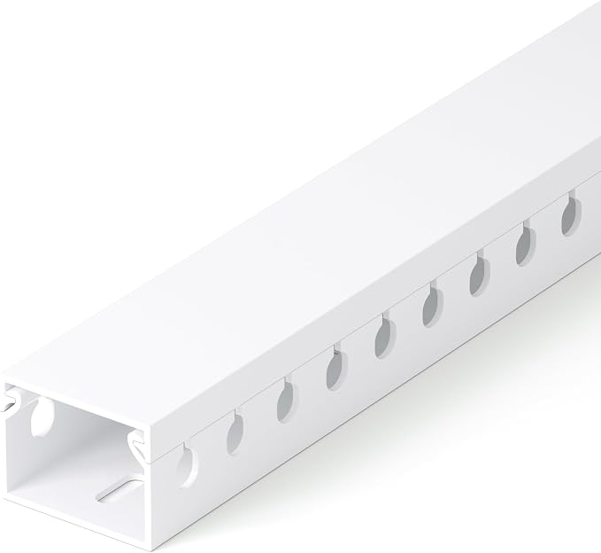 1.2"H x 1.6"W Cable Raceway, 12ft Under Desk Wire Management Channel, White | Slotted Wire Duct, 4 Pack (3 ft Each), Heavy-Duty PVC Cable Management for Server Racks, Network Cables & Electrical Cabinets by ZhiYo