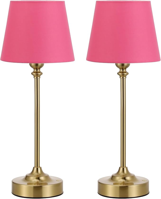 Cordless Table Lamps Rechargeable Set - 2 Pack Brass 4000mAH Battery Operated Lamps for Decor, 3000K Stepless Dimming Touch Control Wireless Lamps for Bedroom, Dining Table, Living Room, Rose Shade - Image 7