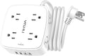 6Ft Surge Protector Power Strip with 8 Widely Outlets & 4 USB Ports | 3 Side Outlet Extender with 6 Feet Extension Cord, Flat Plug, for Home, Office, College Dorm Room Essentials, ETL, White by YISHU