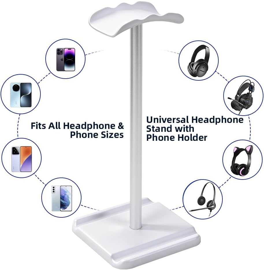 Headphone Stand for Desk, Headset & Earphone Holder with Utility Slot - Image 4