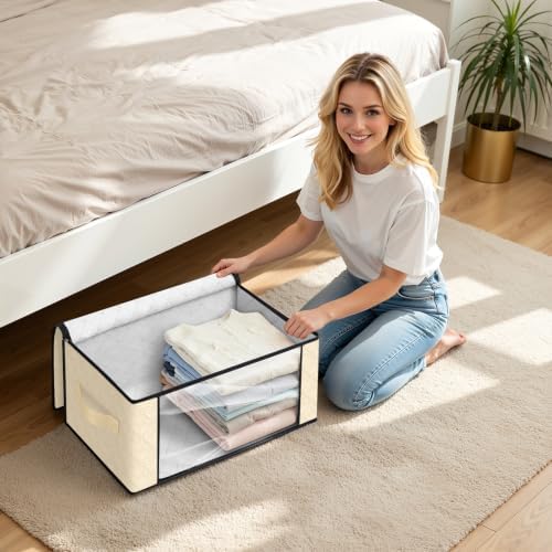 Fab totes 35L Closet Organizers, Foldable Under Bed Storage Containers | Storage Bags with Zippers,Window and Handles for Organizing Bedroom, Closet, Clothing,Organization with Handle - Image 5