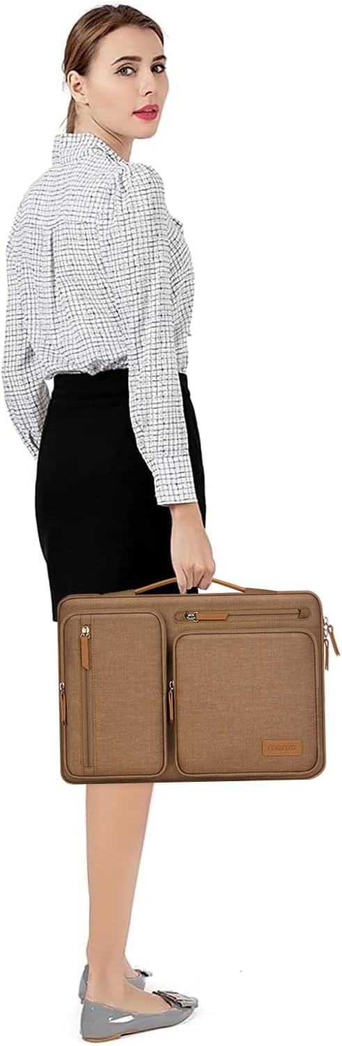 MOSISO 360 Protective Laptop Case 16 inch, 15-15.6 inch Laptop Sleeve | Compatible with MacBook Pro 16, HP Acer Dell Lenovo ASUS, Side Open Carrying Case with 4 Zipper Pockets, Mocha - Image 7