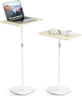 Portable Laptop Floor Stand, Bedside/Sofa Table with Height Adjustable 18''~48'', Sleek Wooden Lectern Standing Desk Mobile Podium for Home, Office, School, White by POLESTO