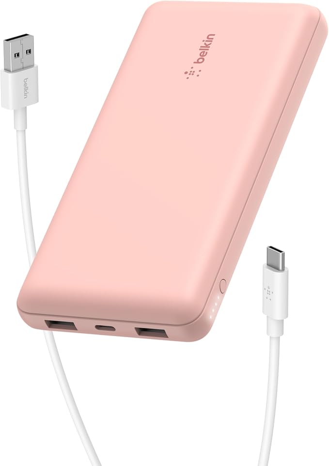 Belkin 20000mAh 15W 3 Port Power Bank, USB A to USB C Cable Included | Fast Charging, iPhone 17, Samsung Galaxy, Pixel, Airpods, iPad, Nintendo Switch 2, Battery Pack, USB C Port, USB A Port by Unknown