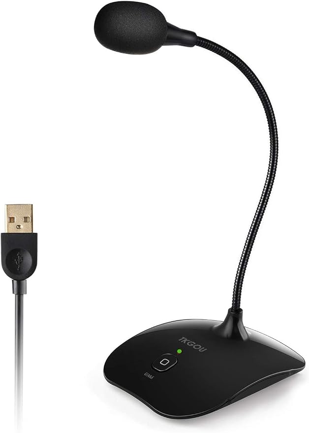 USB Microphone, 360 Degree Adjustable Gooseneck Design | PC Microphone with Mute Button & LED Indicator, Noise-Canceling Technology, Plug & Play, Compatible with Windows & MacOS by TKGOU