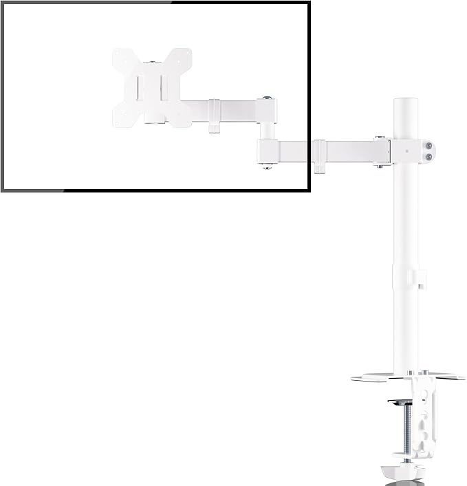 Monitor Mount Single Fully Adjustable Arm Monitor Arm Fits One Screen 13-32 inch 22lbs for Monitor Computer Screen 13 15 17 19 20 22 23 24 26 27 30 32 inch VESA 75 100, White(MD7421W) by Bracwiser