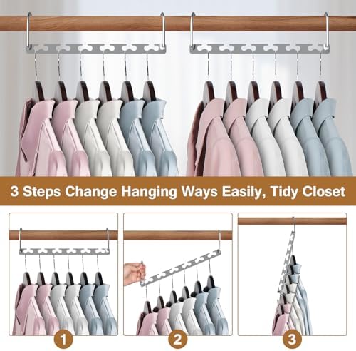 Space Saving Hangers for Clothes 20 Pack, Sturdy Metal Hangers Wardrobe Organizer, Magic Cascading Hanger, Closet Space Saver Closet Organizers and Storage - Image 4