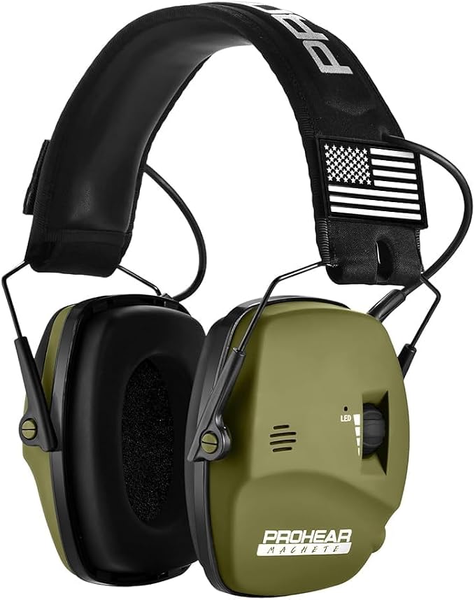 PROHEAR Digital Electronic Shooting Ear Protection 5X Sound Amplification Earmuffs, 23dB NRR Low Profile Noise Reduction Hearing Protection for Gun Range and Hunting, Green by PROHEAR