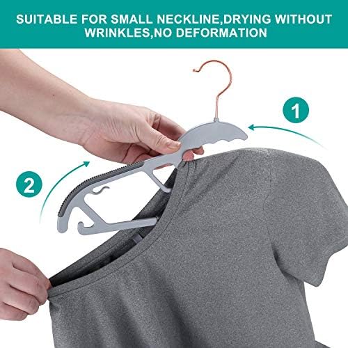 TIMMY 50 Pack S-Shaped Plastic Clothes Hangers, Non-Slip, Space-Saving | ABS plastic construction, S-shaped neckline design, Non-slip grip, 360° swivel hooks, 0.2 in slim profile, 11 lb capacity - Image 4