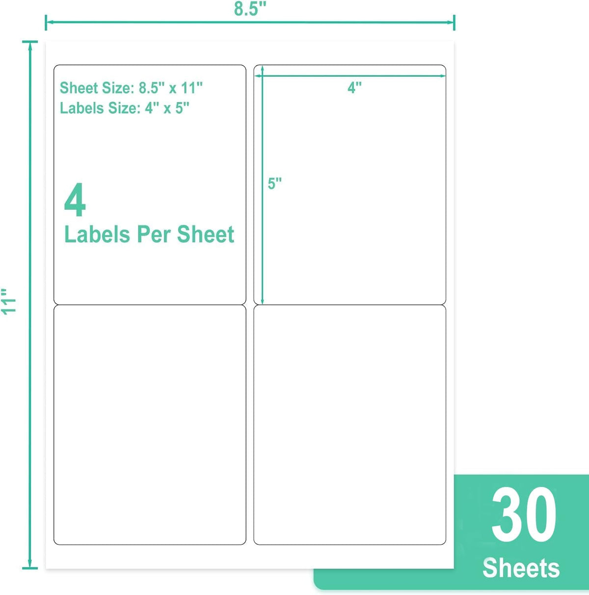 LLIKED 4"x5" Matte White Printable Address Stickers 120 Labels 30 Sheets - Image 2