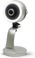 Movo WebMic HD Pro All-in-One Webcam with Mic and Ring Light in Silver- 1080p HD Camera, Pro Cardioid Condenser Microphone, LED Ring Light -HD Webcam for Streaming, Video Calls, Recording, Gaming by Movo