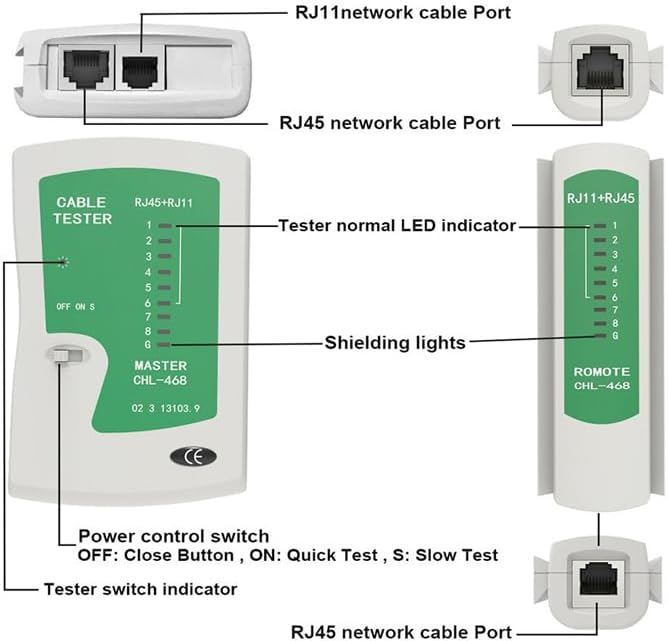 Cable Tester + Crimp Crimper + 100 Rj45 Cat5 Cat5e Connector Plug Network Tool Kit (Crimper + Tester + Connector) - Image 3