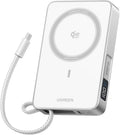 UGREEN MagFlow 10000mAh Qi2 25W Wireless Power Bank Built-in Cable | Qi2 25W wireless, built-in cable, 30W PD wired. MagSafe compatible. White for iPhone 17/12 by Unknown