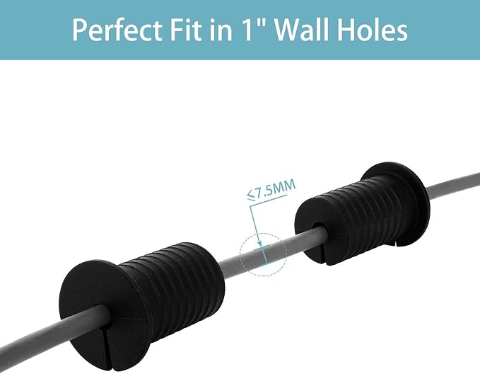 2 Pcs Starlink Cable Routing Kit for 1 Inch Wall Hole, Starlink Wall Grommet, Perforated Silicone Grommet, Cable Punch Grommet, Wall Grommet for Starlink Ethernet Cable (Black) - Image 6
