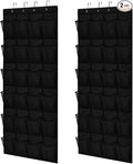 GORILLA GRIP Over the Door Shoe Organizer, 24 Large Pockets, Black 2 Pack | Breathable Mesh Pocket, Space Saving Hanging Storage Holder, Closet Rack Hanger for Shoes, Pantry and Bathroom Accessories by Unknown