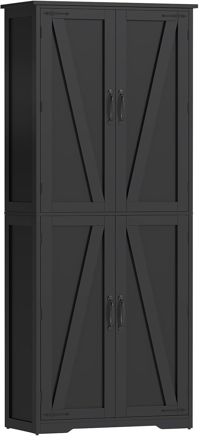 Tall Pantry Cabinet with 4 Doors & 2 Adjustable Shelves, Kitchen Cabinet - Image 7