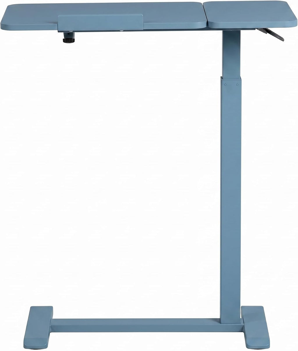 Overbed Table Adjustable Height 30"-43", Rolling Laptop Desk with Wheels, Tilt Split Top Over Bed Table for Hospital, Home, or Bedroom Use, Portable Bedside Table Stand (Tiltable Top, Blue) - Image 5