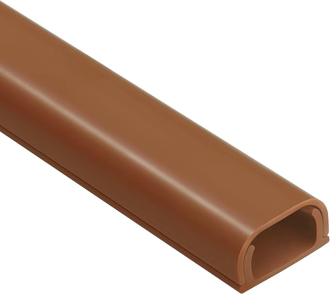 ZhiYo 43" Cord Covers for Wires on Wall, Brown Cord Hider, 0.7" W x 0.4" H | Fits 2 Cords, Premium Paintable Raceway for Wall-Mounted TV, Self-Adhesive Wire Hider for Extension Cords & Ethernet Cables by ZhiYo
