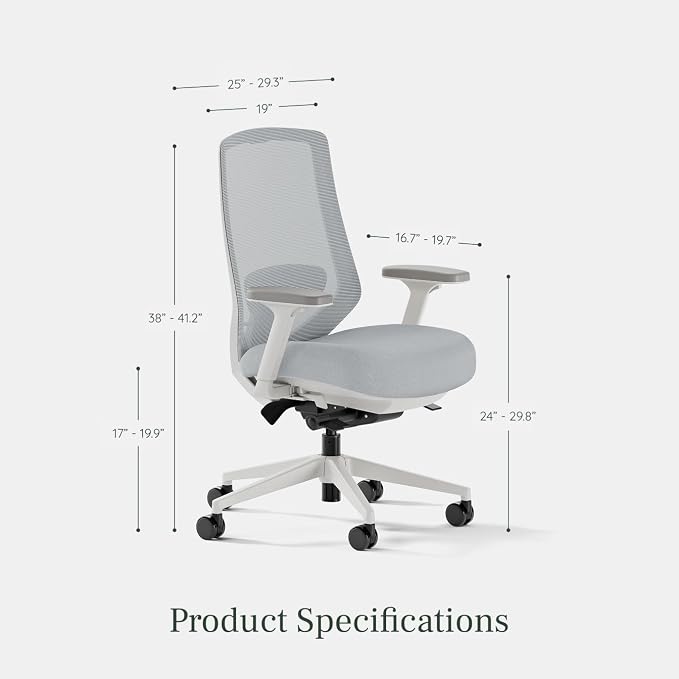 Branch Ergonomic Chair Pro, Mesh Office Chair with 14 Points of Adjustment | Height, Depth and Tilt Adjustable, 5D Armrests, Forward Tilt, Smooth Recline, and Lumbar Support, Mineral - Image 3