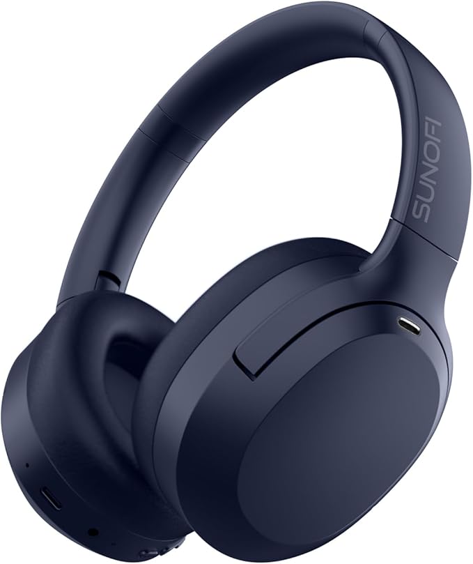 Hybrid Active Noise Cancelling Headphones, Wireless Over Ear Bluetooth Headphones with Mic, 40H Playtime, Hi-Res Audio, Deep Bass, Foldable Comfort Fit Ear Cups for Travel, Office, Home (Blue) by HeartheFutureLivetheMoment