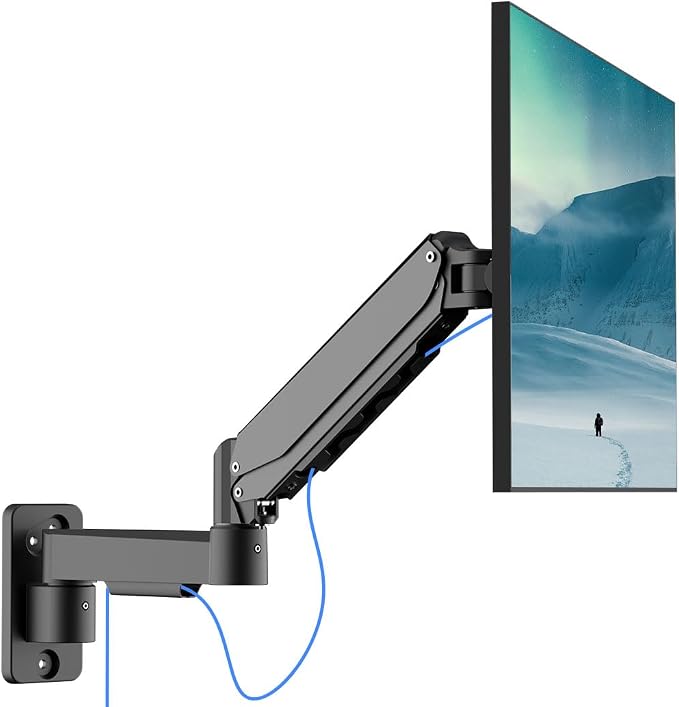 suptek Single Monitor Wall Mount for 17 to 32 Inch Screens, Gas Spring Monitor Arm Wall Mount Holds Up to 11KG/24lbs, Full Motion Adjustable,VESA Mount 75x75/100x100mm(WMX2) by suptek