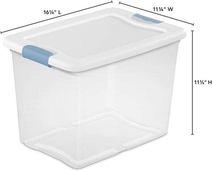 Sterilite 18-Pack Latching Box, Under Bed Storage Bins with Lids, Clear Plastic, 25 Quart - Heavy-Duty Organizing Containers for Closet, Bathroom, and Office | Heavy-Duty and Stackable Plastic Containers with Latches for Closet, Cabinet, Bedroom, Bathr... - Image 2
