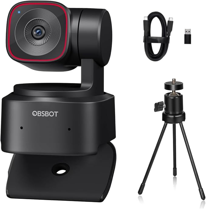 OBSBOT Tiny 2 Lite AI-Powered 4K UHD PTZ Webcam,1/2" CMOS 4X Digital Zoom AI Auto Tracking with Auto Zoom Gesture Control 2.0, LiveStream for Game/Meeting/Online Educate, W Mini Tripod | 1/2" CMOS 48MP HDR 4K@30fps 1080p@60fps Dual-Mic NR Gesture Contr... by OBSBOT