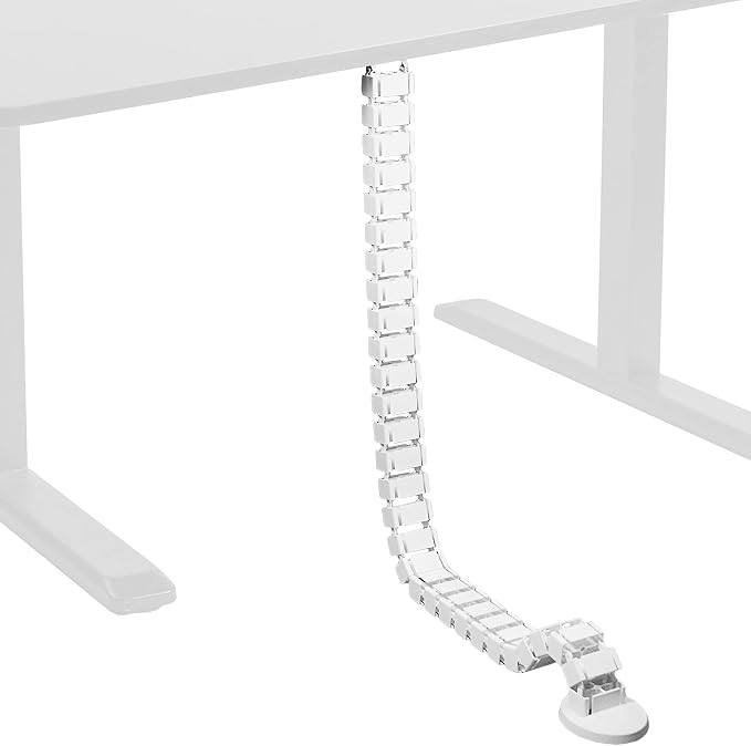 VIVO Under Desk Vertebrae Cable Management Kit, Adjustable Quad Entry Flexible Cord Organizer for Home Office, White, DESK-AC01C-W | Adjustable Quad Entry Flexible Cord Organizer for Home Office by Unknown