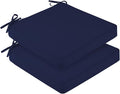 downluxe Waterproof Outdoor Chair Cushions for Patio Furniture, 22" x 22" x 3" Patio Chair Cushion with Adjustable Ties & Portable Handle, Square Outdoor Cushion with Removable Cover, Navy, 2 Pack by Downluxe