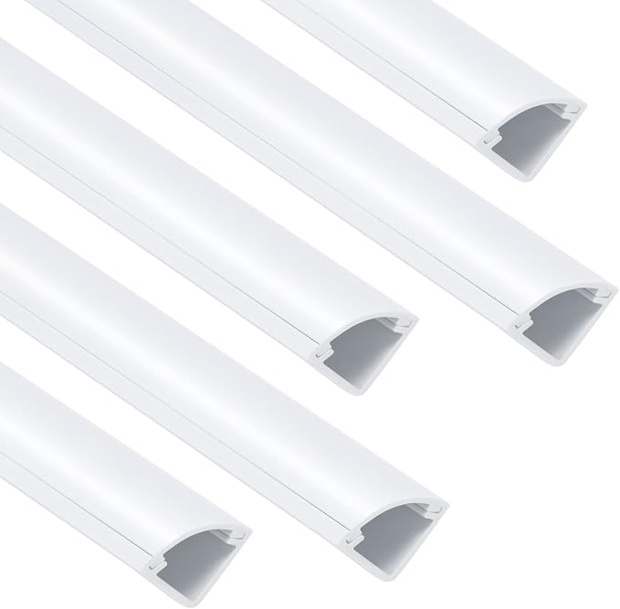 ZhiYo 85in Corner Cable Hider for 1 Cord, Hide Wires on Wall Corner, White | Self-Adhesive Cable Concealer, 6 Pack (14.2" Each), Quarter Round Cable Management Raceway for Baseboards & Ceiling Corners by ZhiYo
