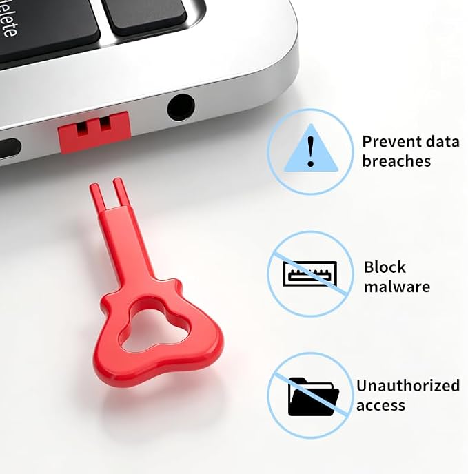 2026 New 100‑Pack USB‑A Color‑Coded Port Security Locks with 5 Keys (Red) - Image 3